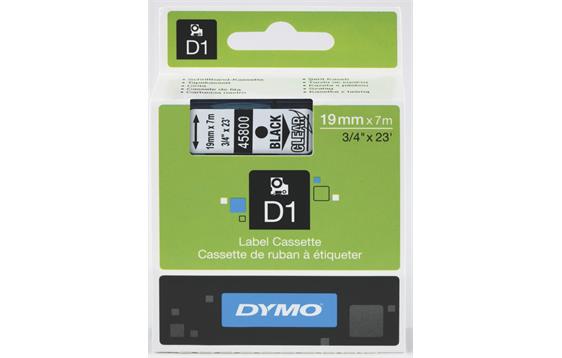 774782 Dymo S0720820 Tape DYMO D1 19mm x 7m sort p&#229; klar 